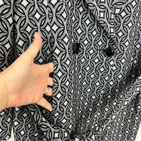 Sofia Cashmere Wool Blend Gray Black Geometric Double Breasted Coat Size Large - Picture 5 of 14